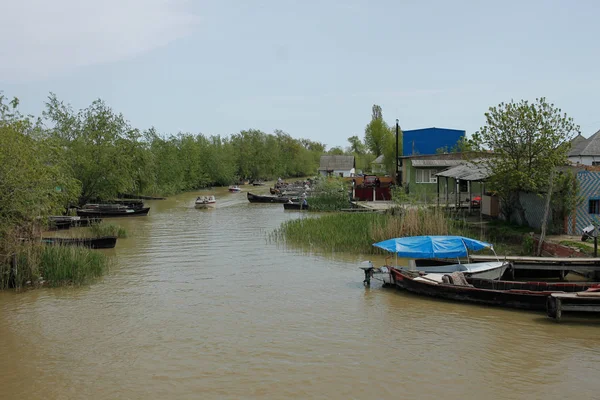 Nsanlar Vilkovo Odessa Bölgesi Ukrayna Mayıs 2018 Kanallar Üzerinden Gitmek — Stok fotoğraf