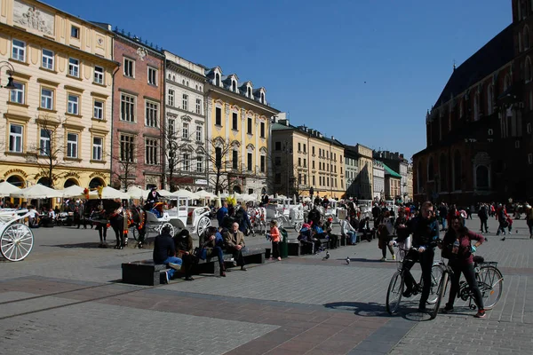 Krakau Polen April 2018 Alte Straße Krakau — Stockfoto