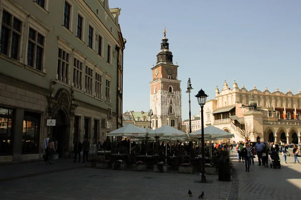 Krakau Polen April 2018 Alte Straße Krakau — Stockfoto