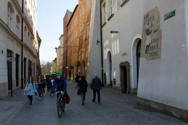 Krakau Polen April 2018 Alte Straße Krakau — Stockfoto