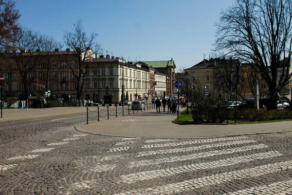 Krakau Polen April 2018 Alte Straße Krakau — Stockfoto