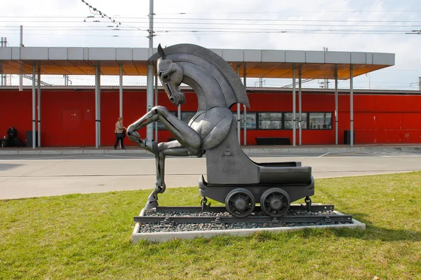 Ostrawa Czeski Rebublic Kwietnia 2018 Pomnik Konia Symbol Miasta — Zdjęcie stockowe