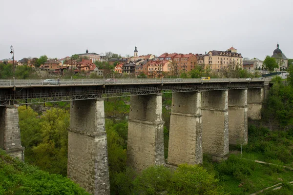 Ponte Novoplanivskyi Sul Canyon Del Fiume Smotrych Kamianets Podilskyi Ucraina — Foto Stock