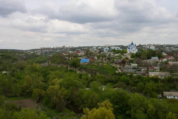 Saint George Kilisesi Eski Şehir Manzaralı Kamianets Podilskyi Antik Kale — Stok fotoğraf