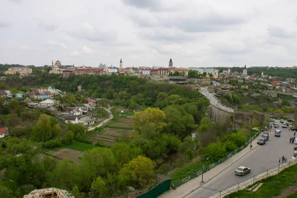 Kamianets Podilskyi Oekraïne April 2019 Uitzicht Vanaf Kamianets Podilskyi Castle — Stockfoto