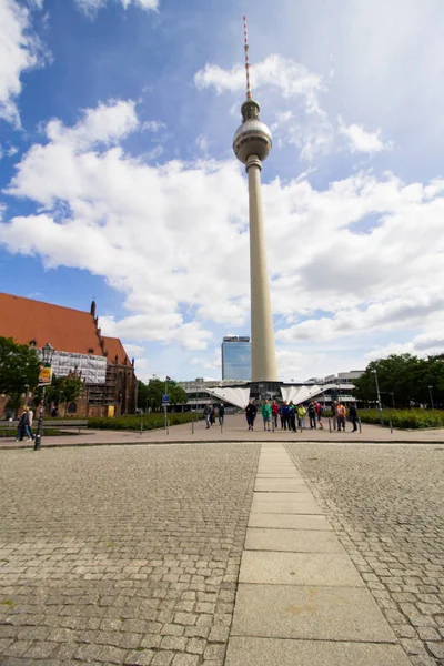 Berlín Alemania Mayo 2019 Vista Panorámica Plaza Alexanderplatz Barrio Mitte — Foto de Stock