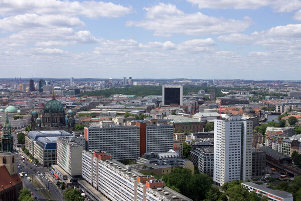 Berlin, Germany - May 29, 2019: Panoramic view to Berlin from Radisson Berlin Alexanderplatz Hotel