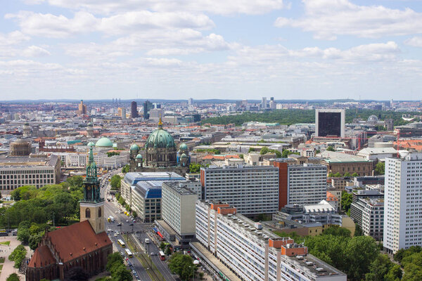 Berlin, Germany - May 29, 2019: Panoramic view to Berlin from Radisson Berlin Alexanderplatz Hotel