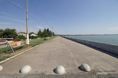 Nikopol, Ukrayna - 16 Ağustos 2019: Nikopol rıhtımı