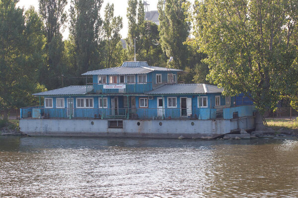 Kamyanka - Dniprovska, Ukraine - August 16, 2019; River harbor Kamyanka - Dniprovska