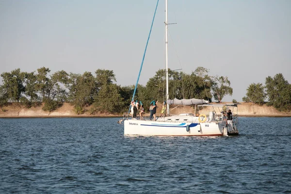 Cherkasy Ukraine August 2020 Yacht Dnipro River Cherkasy — Stock Photo, Image