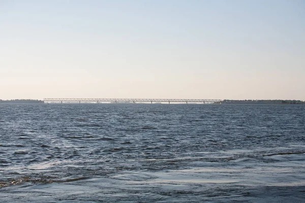 Gran Puente Hierro Sobre Río Dnipro Ciudad Cherkasy Ucrania — Foto de Stock