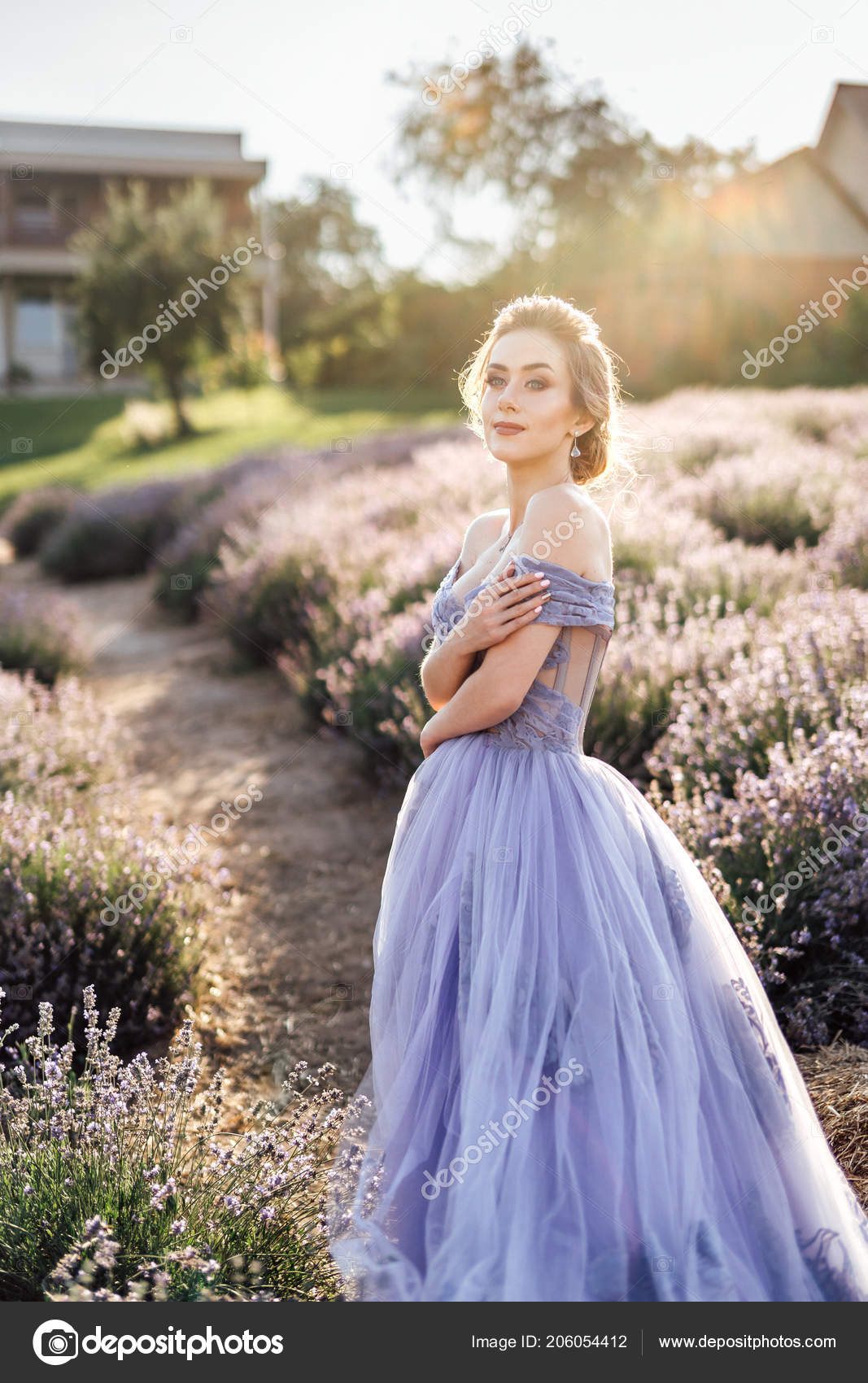 Beautiful Young Woman Purple Dress Posing Lavender Field Houses Background Stock Photo by ©Kavoonsph1 206054412 Beautiful Young Woman Purple Dress Posing Lavender Field Houses Background Stock Photo by ©Kavoonsph1 206054412