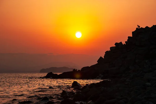 Crimea costa verano vacaciones mar puesta del sol paisaje — Foto de Stock