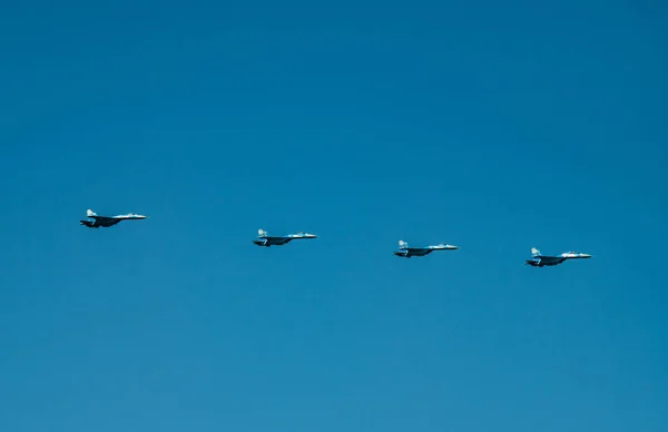 Grupo Combatientes Ucranianos Volar Ejército Aire Azul Ucrania —  Fotos de Stock