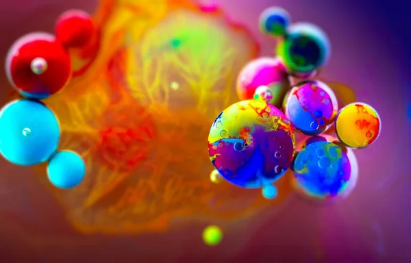 Πλήρες χρώμα ουράνιο τόξο φυσαλίδες αφηρημένη τέχνη νερού — Φωτογραφία Αρχείου