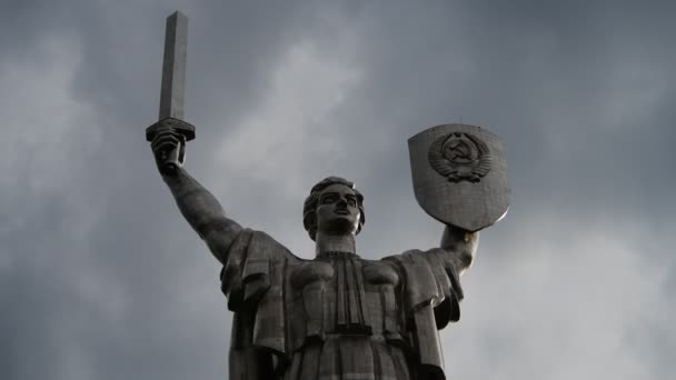 Motherland Monument Staty Närbild Video Kiev Ukraina Maj 2019 — Stockvideo