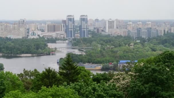 Kiev Ukaine Dnipro Fluss Linke Küste Panorama Frühlingslandschaft Video — Stockvideo