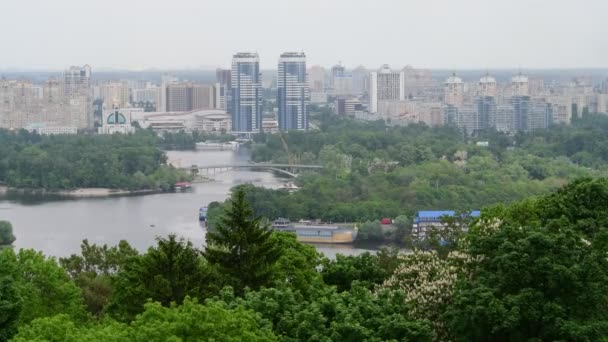 Kiev Ukaine Dnipro River Left Coast Panorama Spring Landscape Video — Stock Video