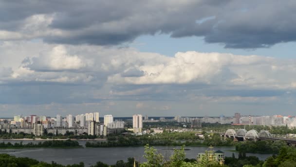 Kiev Ukaine Dnipro Fluss Linke Küste Panorama Frühlingslandschaft — Stockvideo