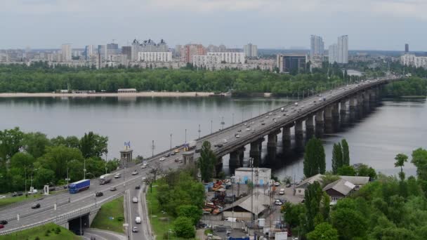 Kiev Ukaine Dnipro Fluss Linke Küste Panorama Frühlingslandschaft Video — Stockvideo