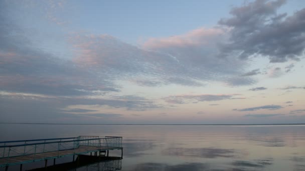 Kiev Zee Vroege Ochtend Zomer Panorama Rivier Natuur Wolken Sunrise — Stockvideo