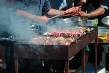 Ahşap kömür ızgara et gıda taze sağlık beacon domuz yemek barbekü kebap shashlik yapma