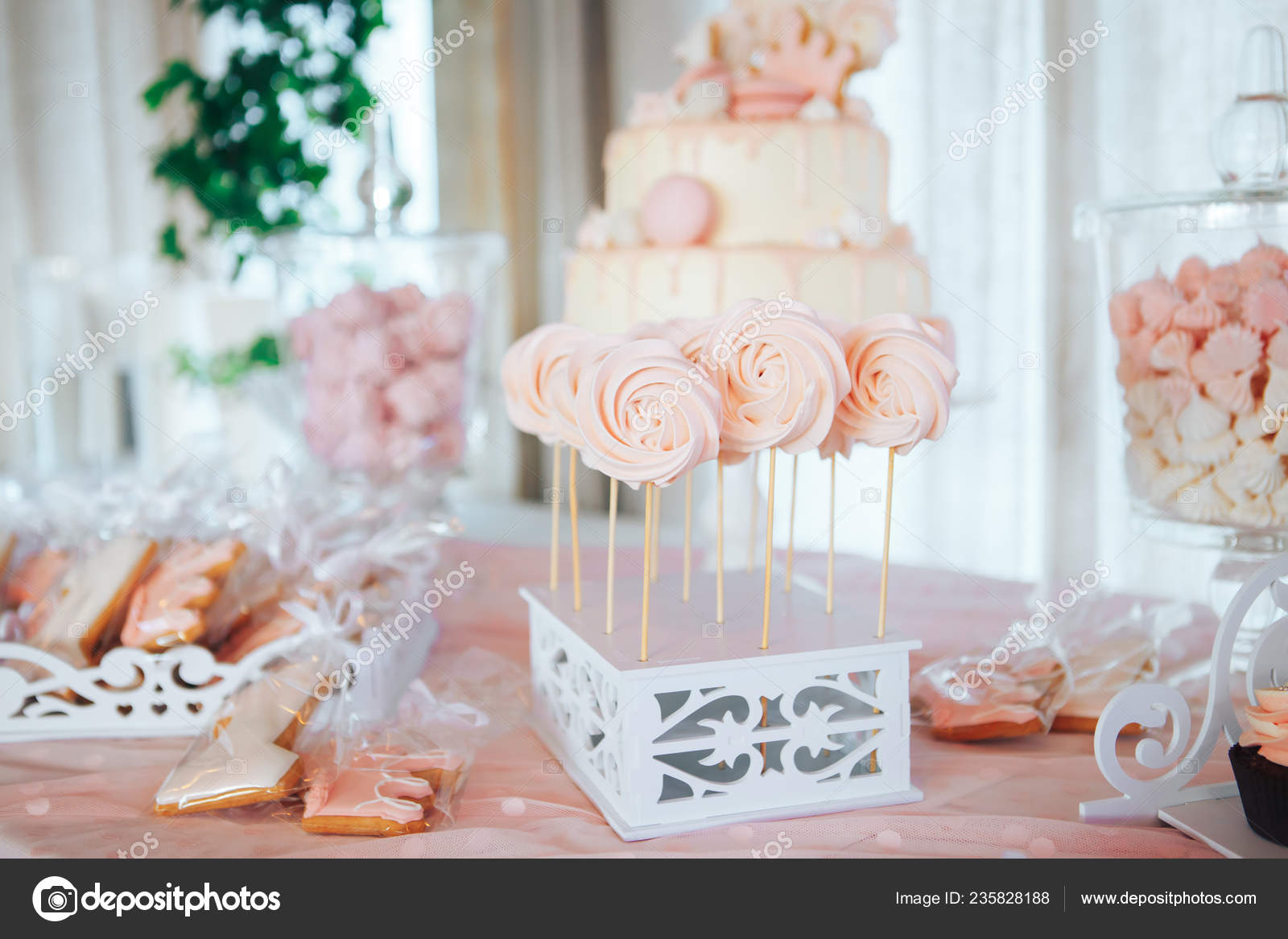 Merengue caramelo en palo de madera. Mesa dulce festiva para niños. Bar de  caramelo — Foto de stock #235828188 © svetlanakramar, image size:1600x1167