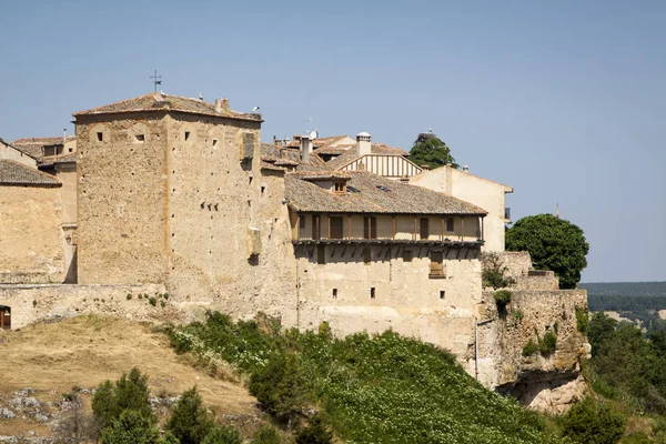 Hiszpania Pedraza Średniowiecznej Wiosce Głównego Typowej Architektury Gród — Zdjęcie stockowe