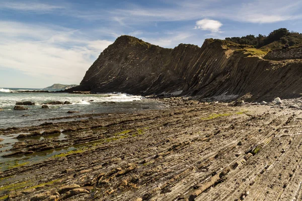 Geologiska Bergformationer Och Klippor Flysch Rutten Biscayasjön Vizcaya Baskien Spanien — Stockfoto