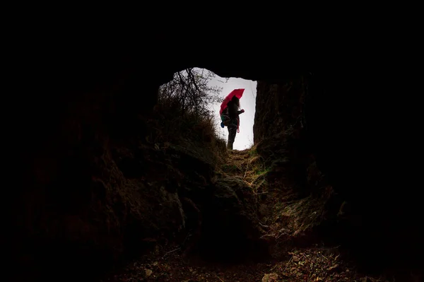 Expedeologia Dentro Uma Caverna Geológica Aventuras Explorar Cavernas Segovia Castilla — Fotografia de Stock