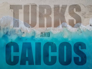 Drone fotoğraf Grace Bay, Providenciales, Turks ve Caicos. Metin bindirme türkler ve caicos diyor