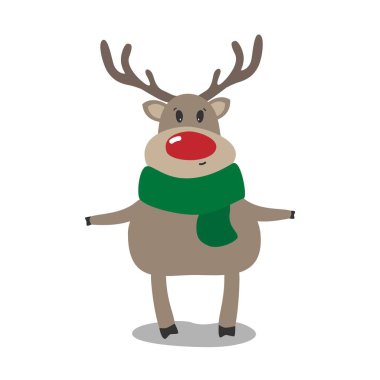 Noel raindeer ile kırmızı burun. Vektör çizim.