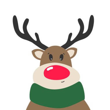 Sevimli geyik ile neşeli Noel yazdır. Elle çizilmiş şirin baskı poster, kartları, dekor için.