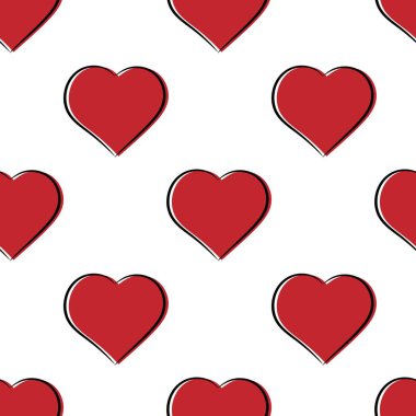 Yürekleri romantik seamless modeli. Vektör çizim.