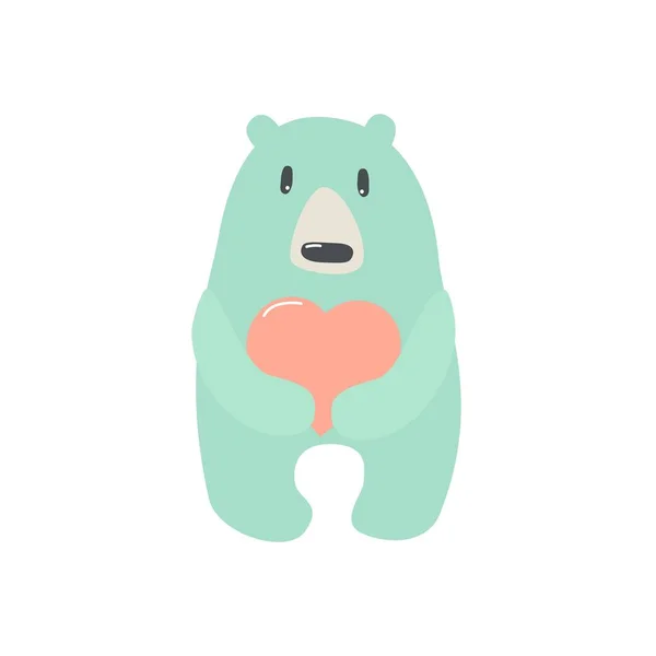 Aranyos Medve Szívvel Kézzel Rajzolt Vektoros Illusztráció Lehet Használni Póló — Stock Vector