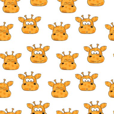 Şirin bebek zürafasıyla kusursuz desen. Minimalist tarzda çocuksu bir doku. Kumaş ve Tekstil Vektörü İllüstrasyonu için harika