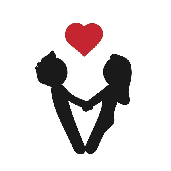 Icono Amor Vectorial Pareja Feliz Amante Novio Novia Aman — Archivo Imágenes Vectoriales