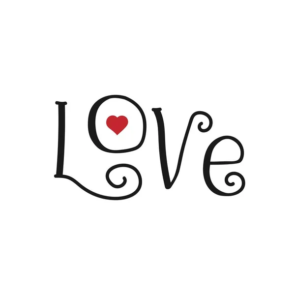 Letras Vetoriais Mão Livre Amor Doodles Texto Dia Dos Namorados — Vetor de Stock