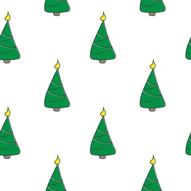 Noel ağaçlarıyla kusursuz bir desen. vektör illüstrasyonu.