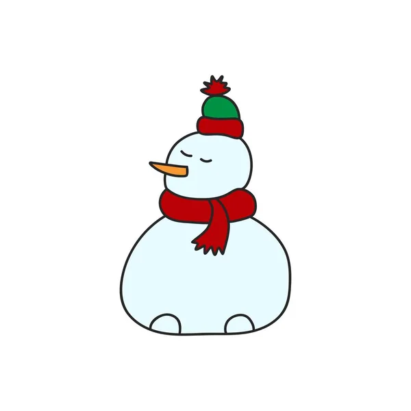Snowman Hat Scarf Isolated White Background Vector Illustration — Stock Vector
