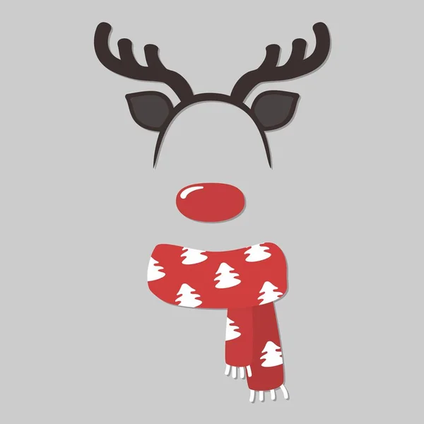 矢量卡通风格圣诞老人的驯鹿脸元素或狂欢节面具 新年和圣诞节装饰项目为您的自拍照片和视频聊天过滤器 向量例证 — 图库矢量图片