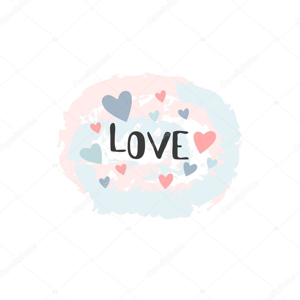 Love lettering. Mother's day card. Valentine's day card. Vector illustration.