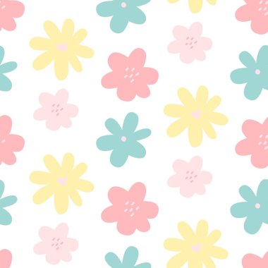 Kağıt, tekstil baskı için sevimli çiçek basit minimalist seamless modeli grafik tasarım. Çiçek arka plan ile çizilmiş çiçek ver. Vektör çizim.