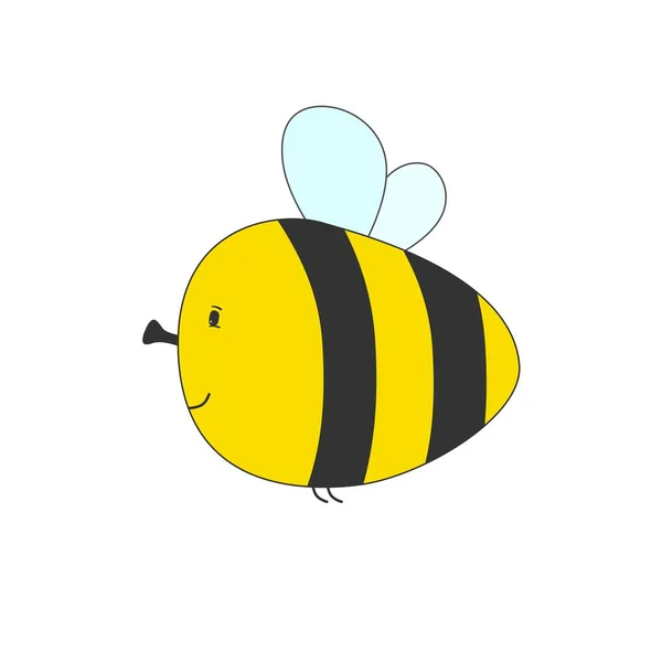 Flat Color Style Illustration Cute Little Flying Bee Vector Illustration — Stock Vector