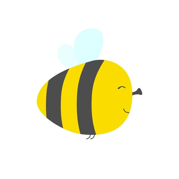 Egale Kleur Stijl Illustratie Van Schattige Kleine Vliegende Bijen Vectorillustratie — Stockvector