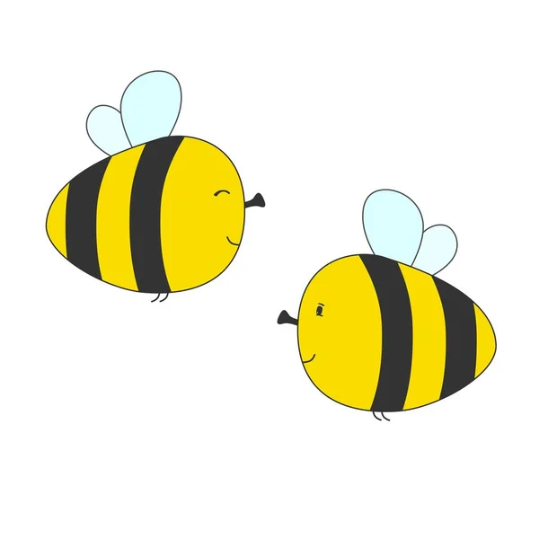 Ilustración Estilo Color Plano Lindas Abejas Voladoras Ilustración Vectorial — Archivo Imágenes Vectoriales