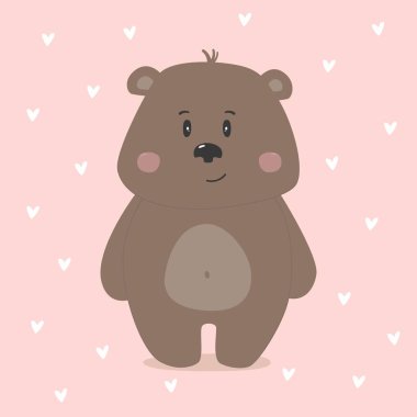 Şirin komik ayı. Elle çizilmiş iş. Çocuk t-shirtler, elbise veya tebrik kartları için çocukça karikatür tasarım. Vektör çizim.