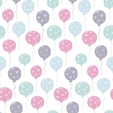 Sevimli çizgi renkli balonlar ile Seamless modeli. Vektör çizim.
