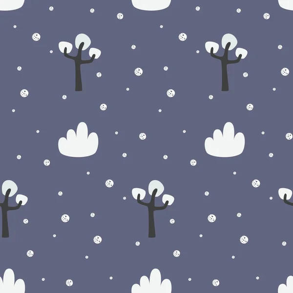 Naadloze Patroon Met Winter Forest Afdrukken Voor Kinderen Vectorillustratie — Stockvector